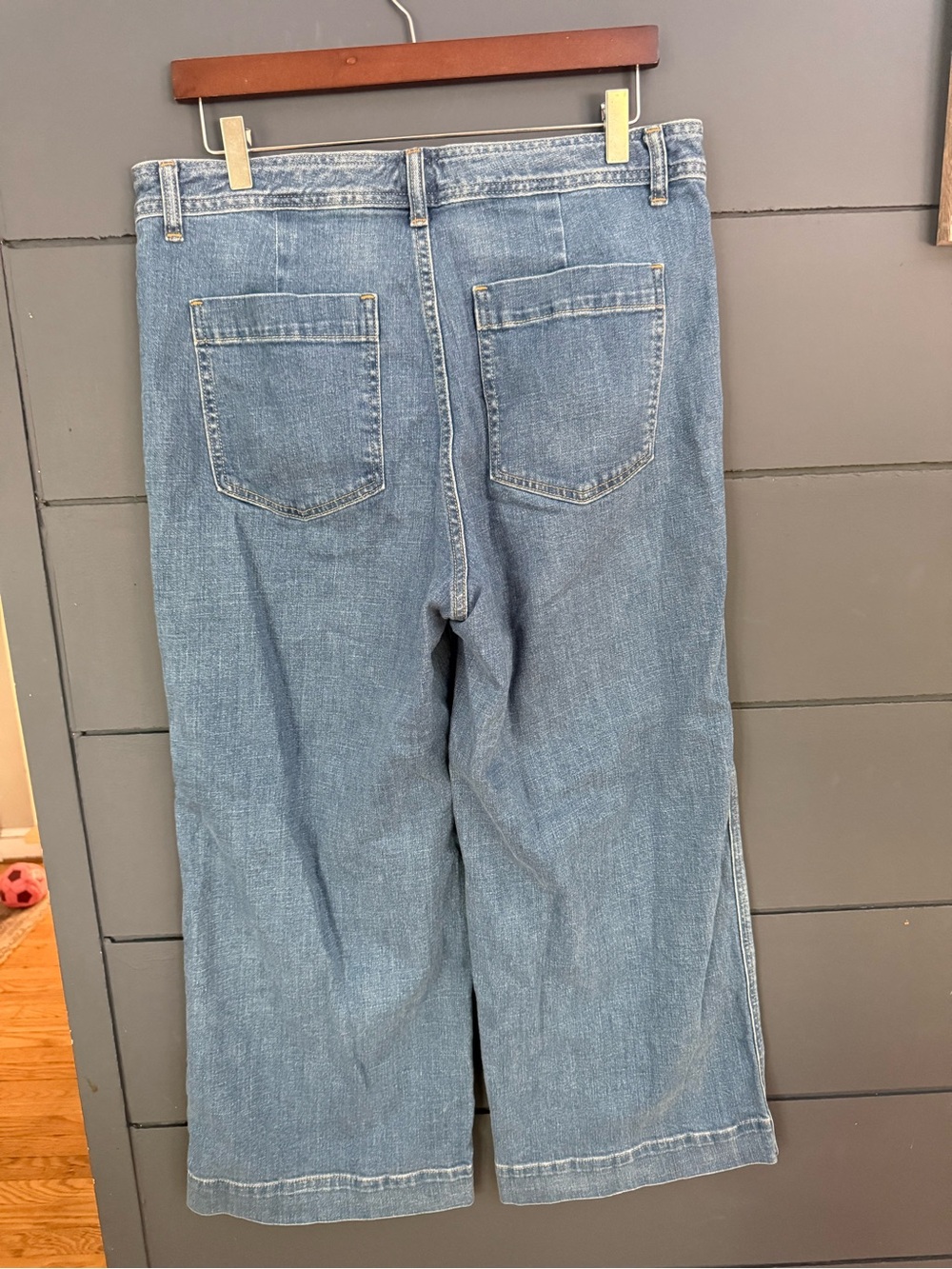 GAP Denim High Rise Wide Leg Crop Jeans Women's 31/12 Blue Stretch - Picture 3 of 4